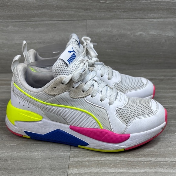 Puma X-Ray White & Neon Sneakers Womens Size 8 - Picture 1 of 12